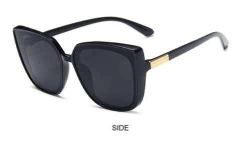 Black Gray Cat Eye Women's Vintage Fashion Big Frame Sunglasses UV400 Lens BNWT