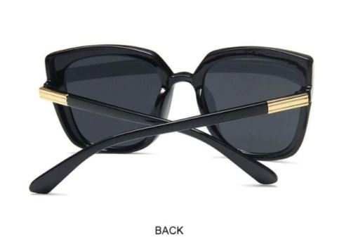 Black Gray Cat Eye Women's Vintage Fashion Big Frame Sunglasses UV400 Lens BNWT