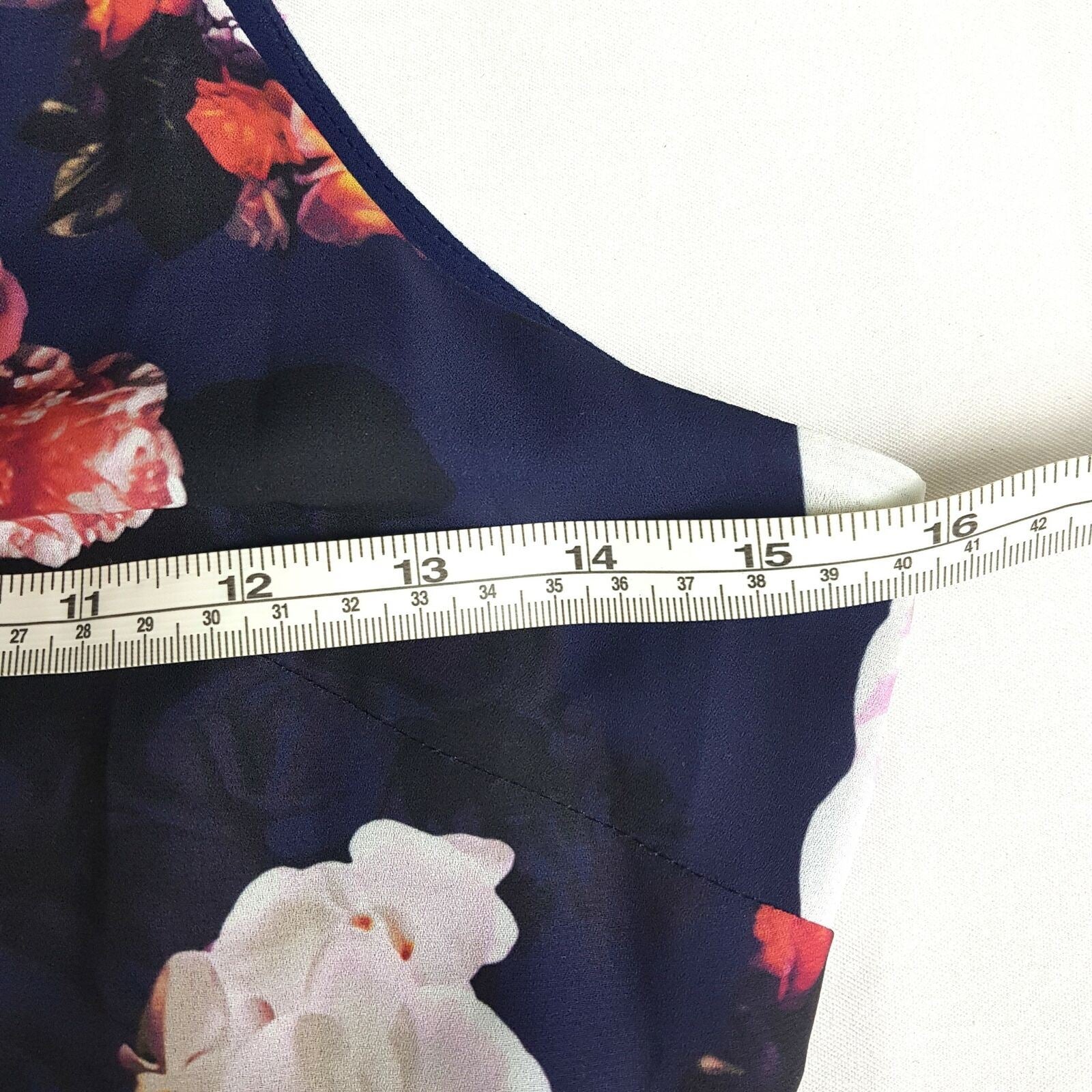 COOPER ST Navy Blue Floral Lined Hem Women's Draped Halter Midi Dress Zip Size 6