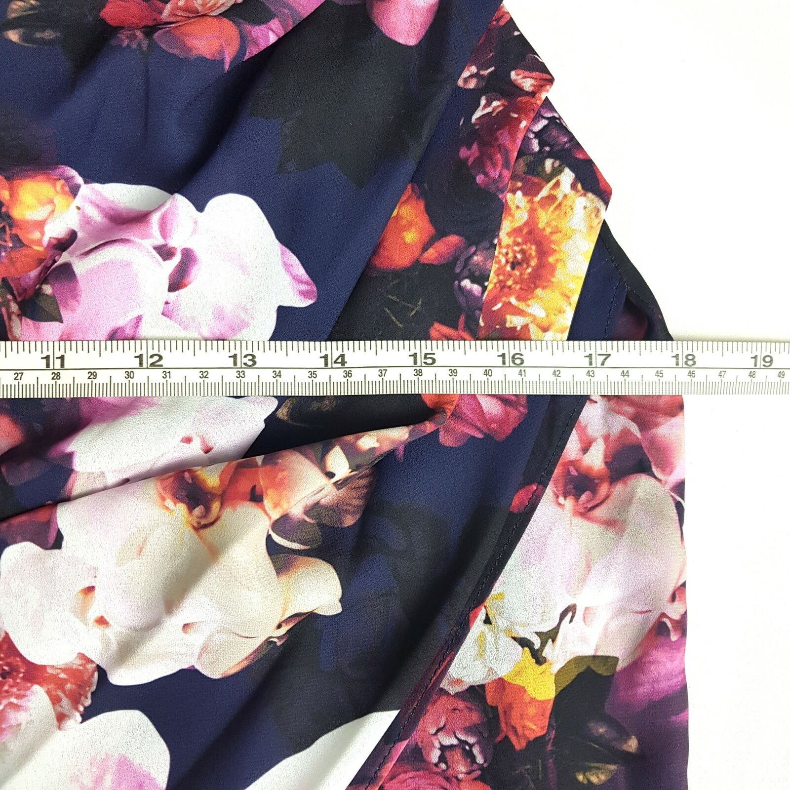 COOPER ST Navy Blue Floral Lined Hem Women's Draped Halter Midi Dress Zip Size 6