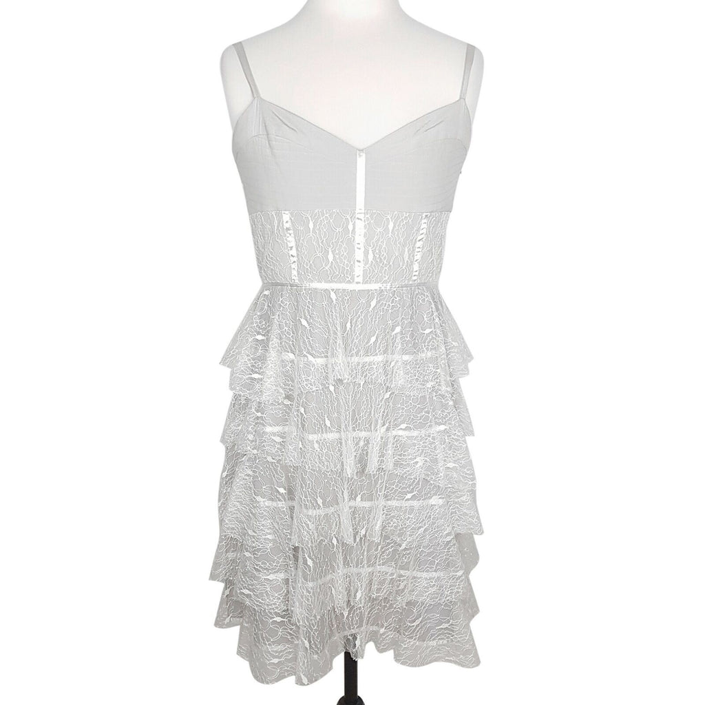 ALANNAH HILL Broken Hearted Haze Frock Metallic Grey White Lace Silk Party Dress