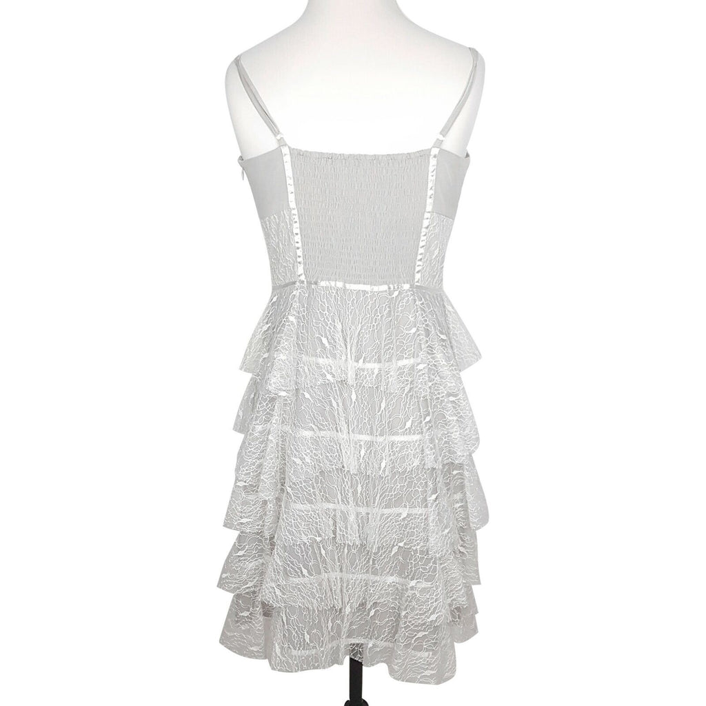 ALANNAH HILL Broken Hearted Haze Frock Metallic Grey White Lace Silk Party Dress