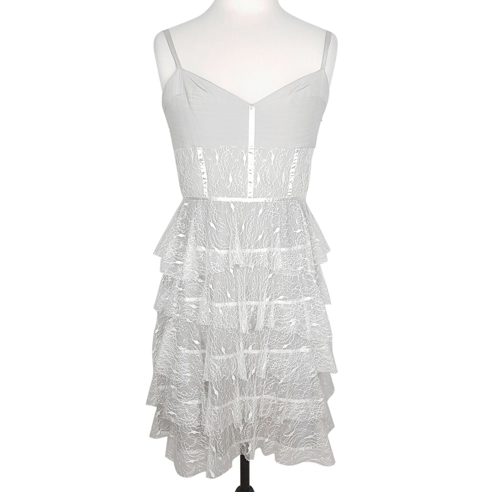 ALANNAH HILL Broken Hearted Haze Frock Metallic Grey White Lace Silk Party Dress