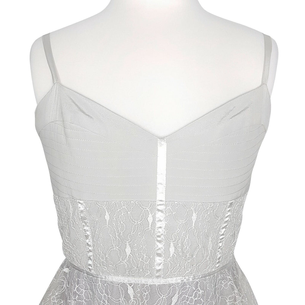 ALANNAH HILL Broken Hearted Haze Frock Metallic Grey White Lace Silk Party Dress