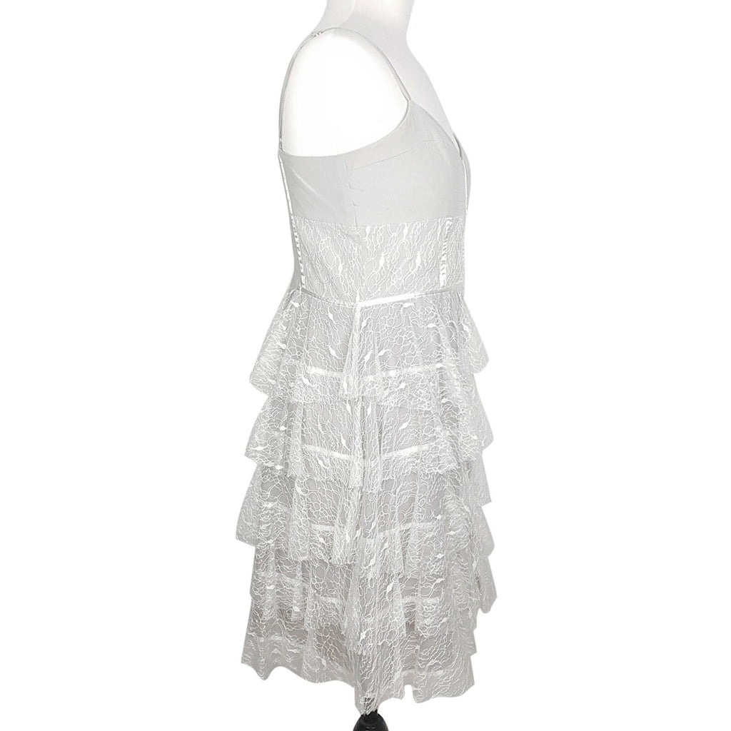 ALANNAH HILL Broken Hearted Haze Frock Metallic Grey White Lace Silk Party Dress