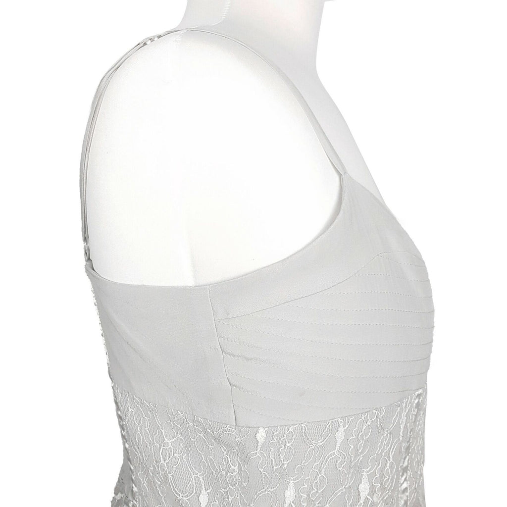 ALANNAH HILL Broken Hearted Haze Frock Metallic Grey White Lace Silk Party Dress