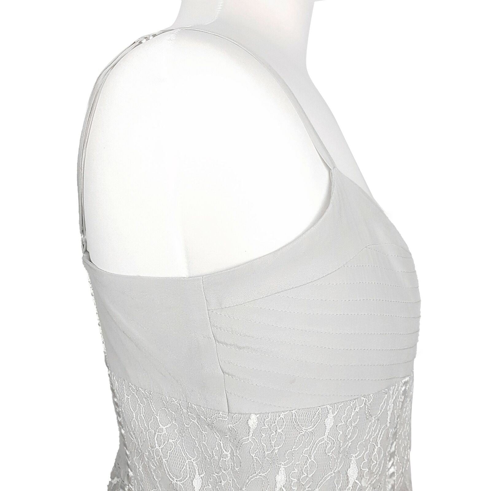 ALANNAH HILL Broken Hearted Haze Frock Metallic Grey White Lace Silk Party Dress