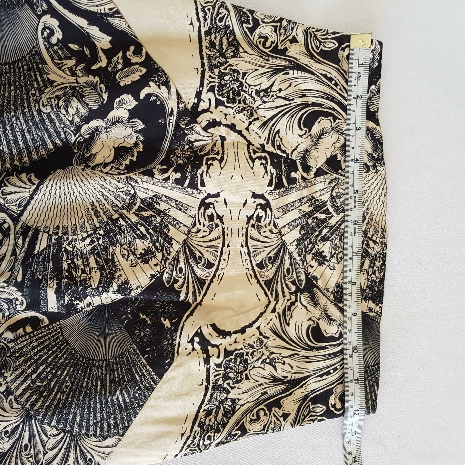 CUE Floral Vintage-Look Inspired Black Beige High Waist Women's Pencil Skirt 6