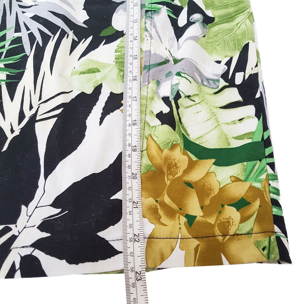 FORCAST Tropical Palm Jungle Floral Green Black Pencil Skirt Office Work Sz 12 L