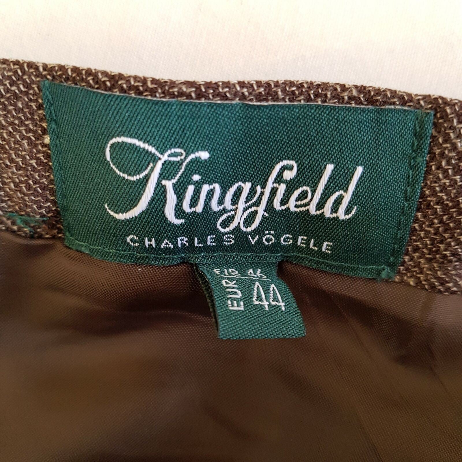 KINGFIELD Charles Voegele Dark Brown Women's Blazer Skirt Workwear Set Size 16