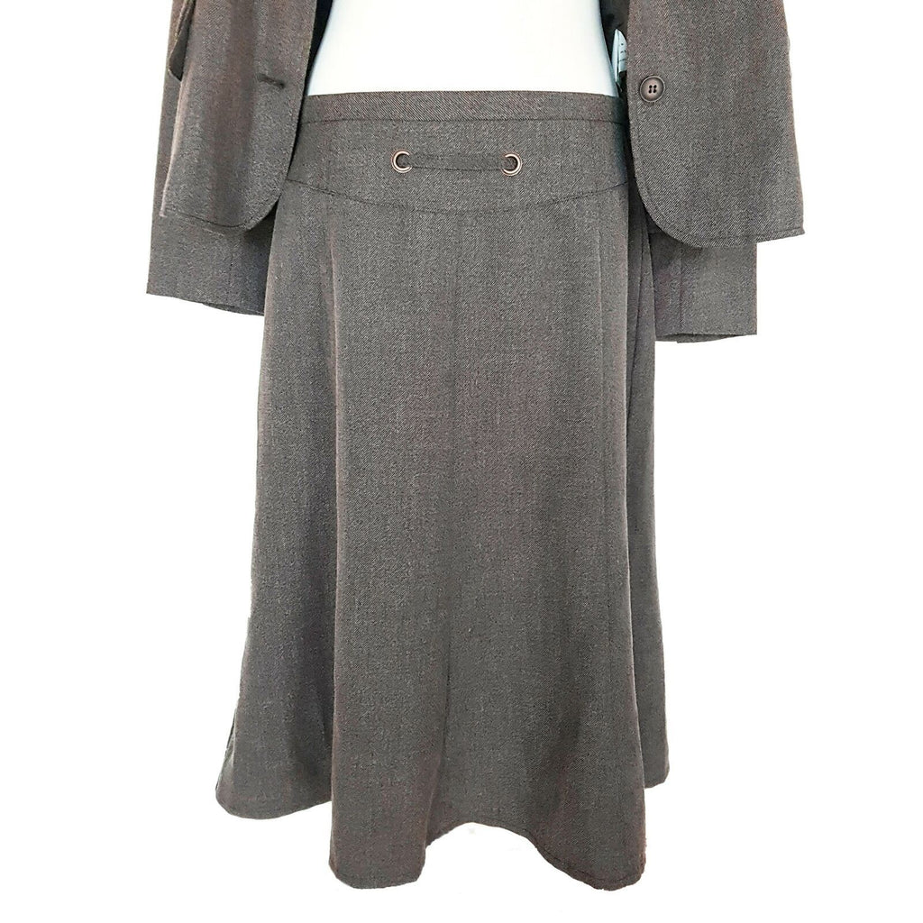 KINGFIELD Charles Voegele Dark Brown Women's Blazer Skirt Workwear Set Size 16