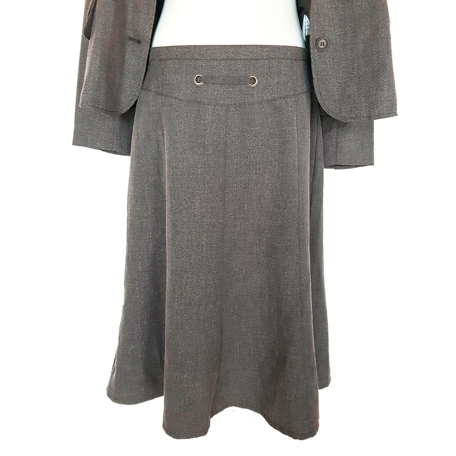 KINGFIELD Charles Voegele Dark Brown Women's Blazer Skirt Workwear Set Size 16