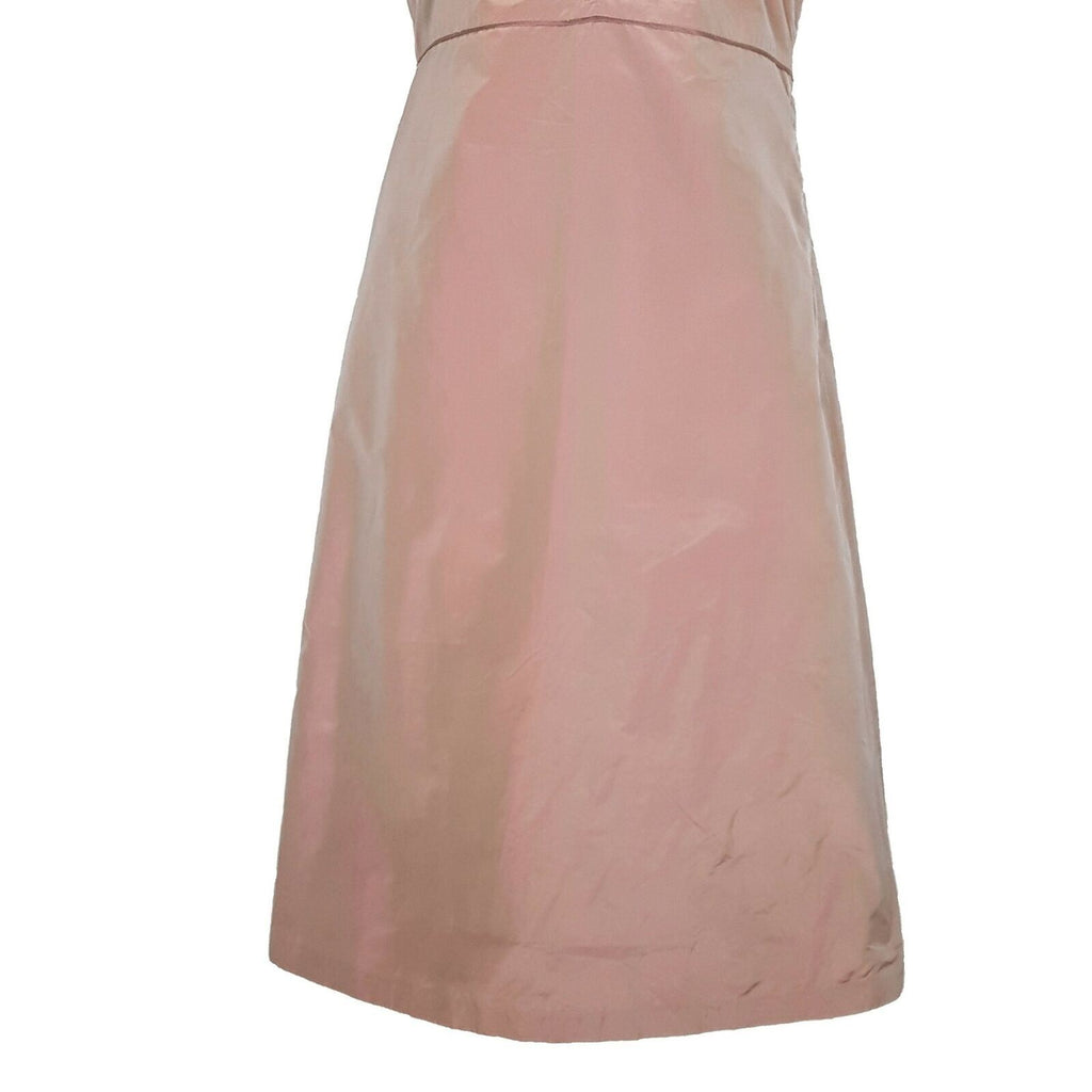 JIGSAW Sleeveless Pleated Neck Silk Midi Length Party A-Line Dress Peach Size 6