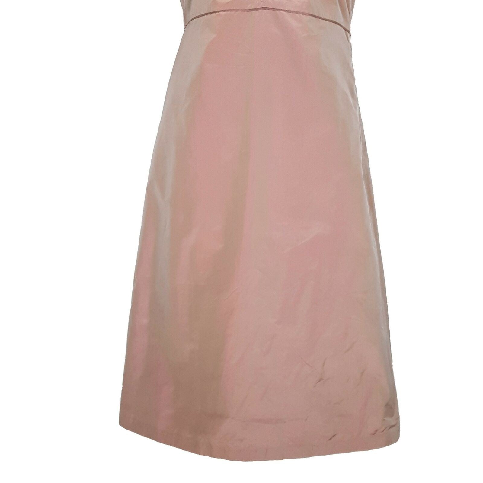 JIGSAW Sleeveless Pleated Neck Silk Midi Length Party A-Line Dress Peach Size 6