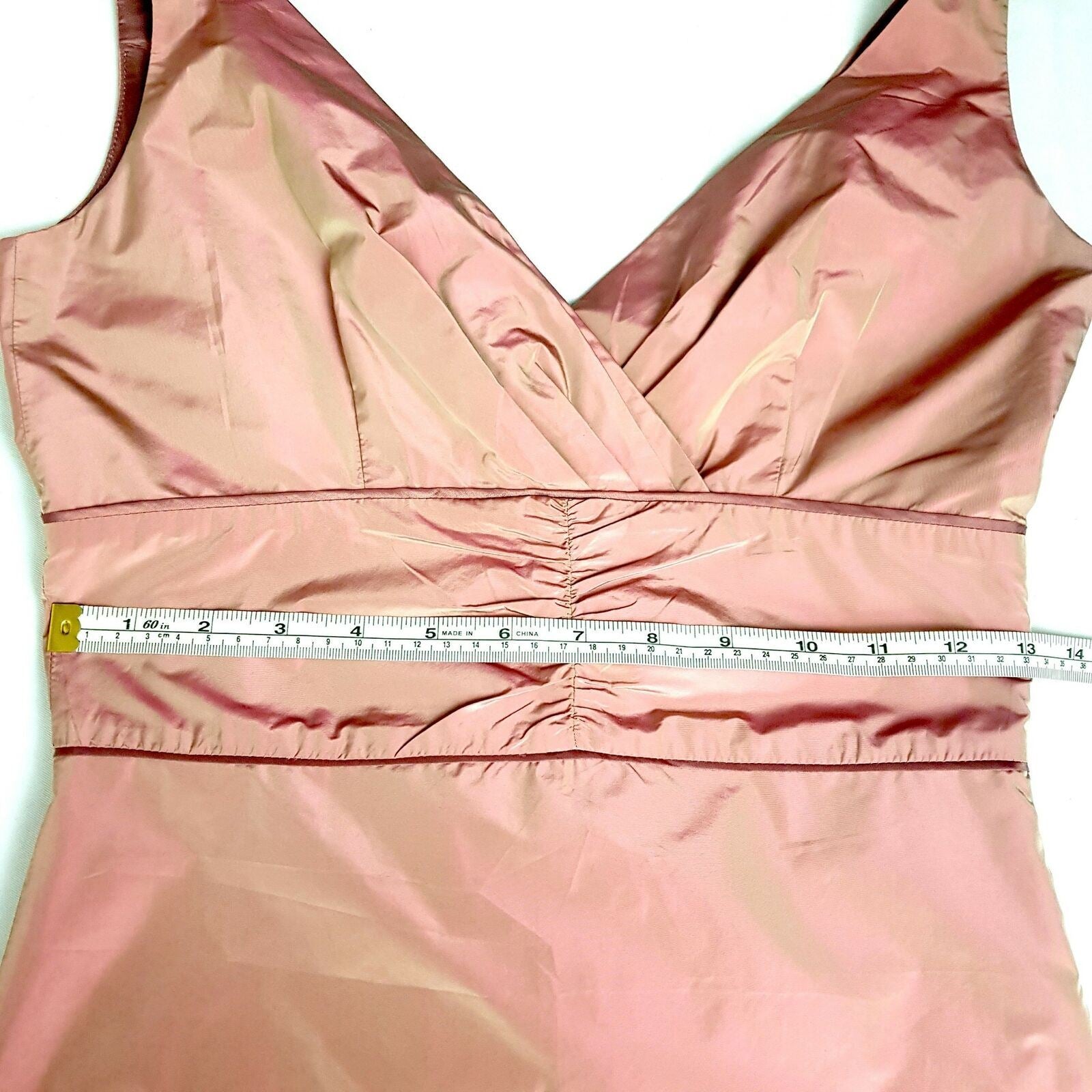 JIGSAW Sleeveless Pleated Neck Silk Midi Length Party A-Line Dress Peach Size 6