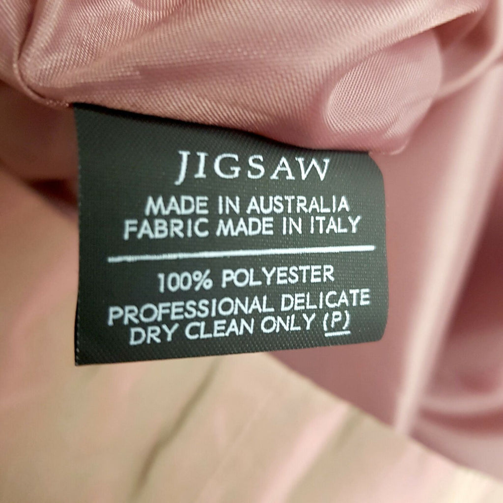 JIGSAW Sleeveless Pleated Neck Silk Midi Length Party A-Line Dress Peach Size 6