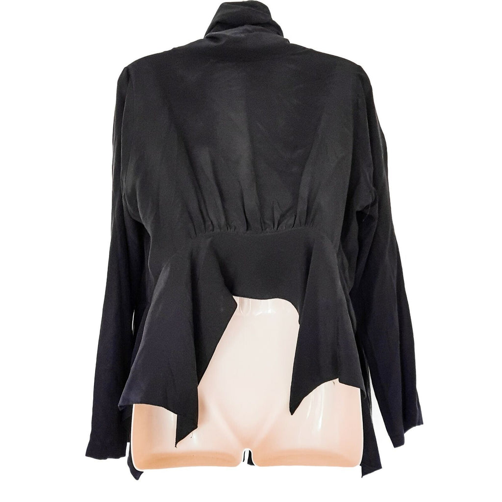 WAYNE COOPER 100% Silk Black Formal Long Sleeve Cardigan Jacket Ladies WorkWear