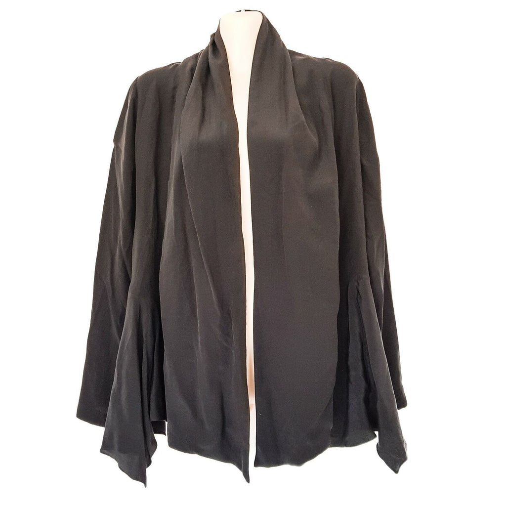 WAYNE COOPER 100% Silk Black Formal Long Sleeve Cardigan Jacket Ladies WorkWear