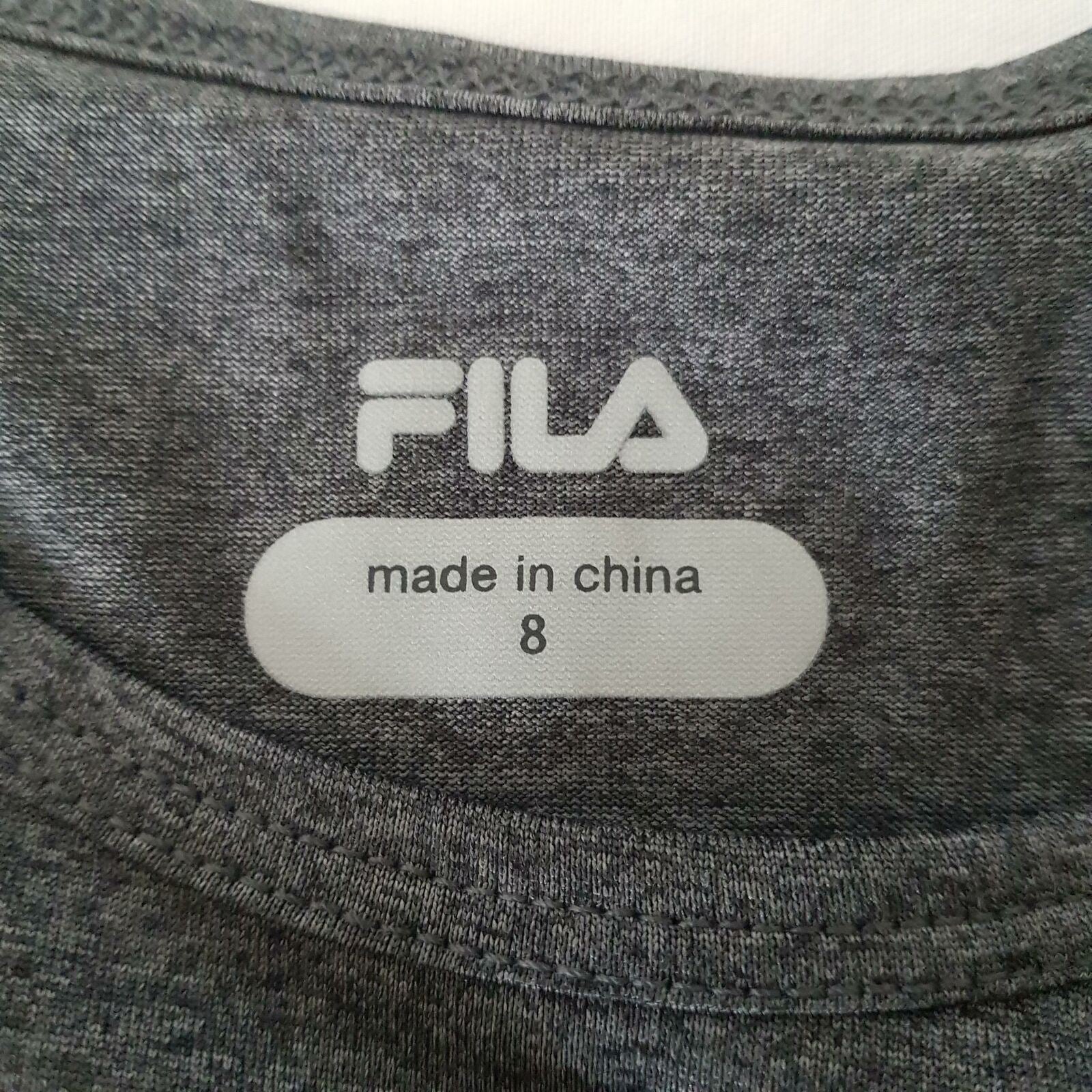 FILA Grey T-Shirt Sports Wear Fit Rash-guard Swimming Surfing Gym Dance Running