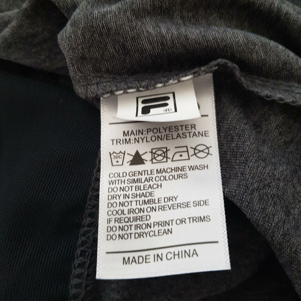 FILA Grey T-Shirt Sports Wear Fit Rash-guard Swimming Surfing Gym Dance Running