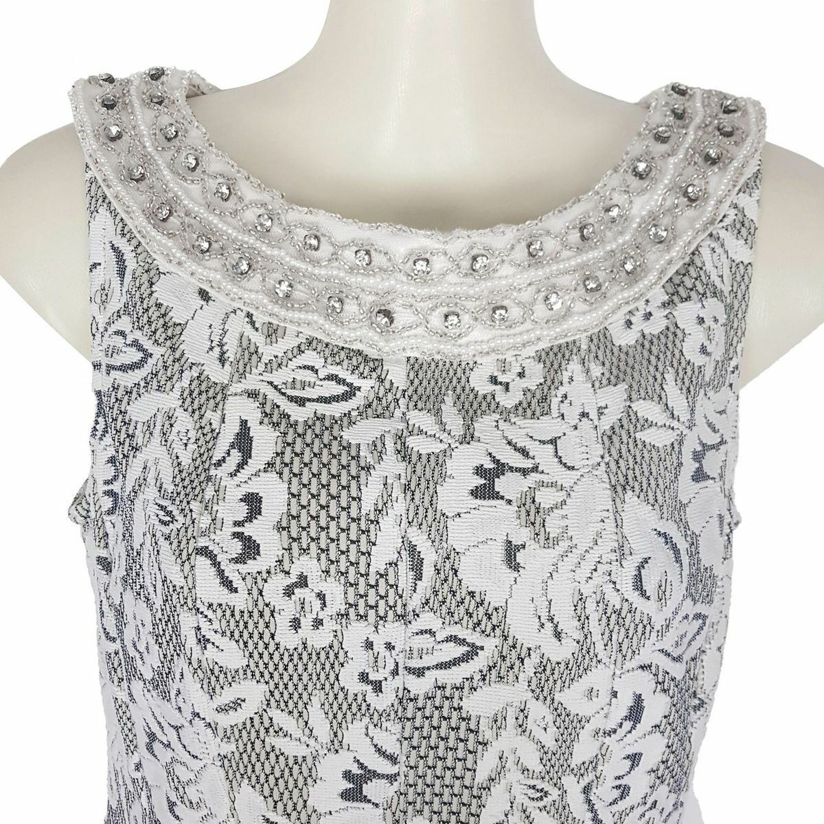 ZARA Sleeveless Beaded Boat Neck Embroidered Floral Lace A-Line Dress Size AU XS