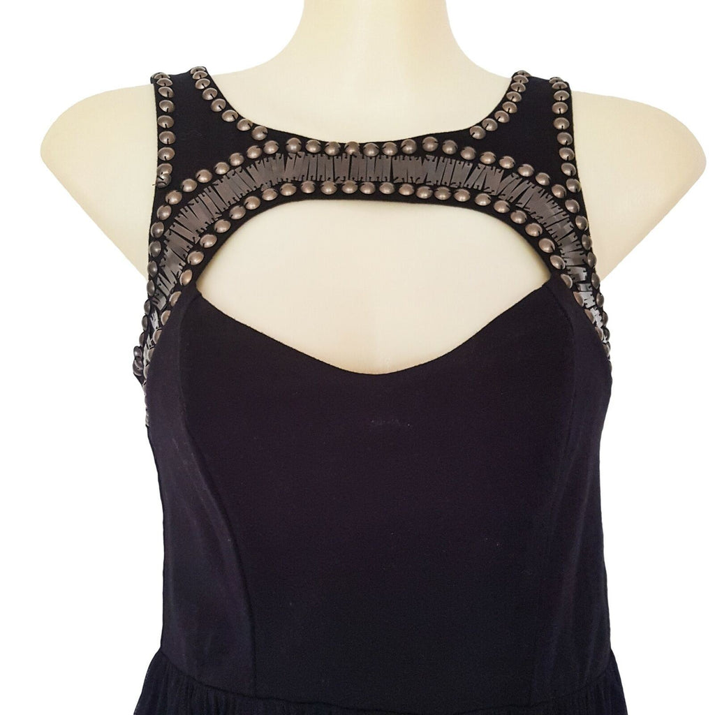 SPORTSGIRL Black Sexy Dress Pleated Lace Skirt Center Key Hole Formal Cocktail