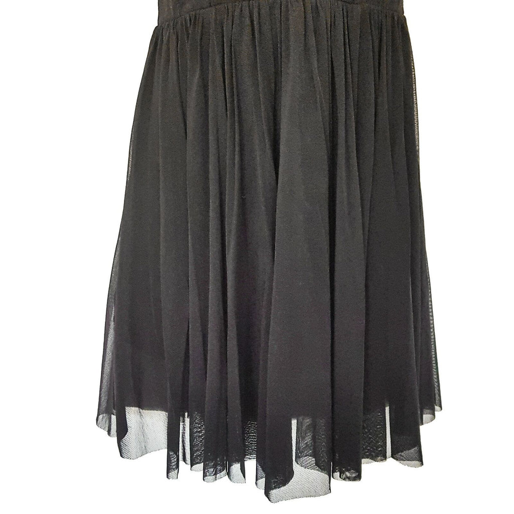 SPORTSGIRL Black Sexy Dress Pleated Lace Skirt Center Key Hole Formal Cocktail