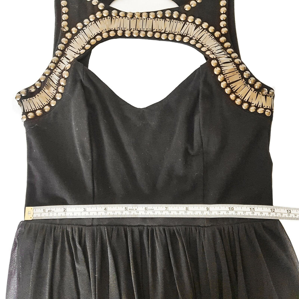 SPORTSGIRL Black Sexy Dress Pleated Lace Skirt Center Key Hole Formal Cocktail