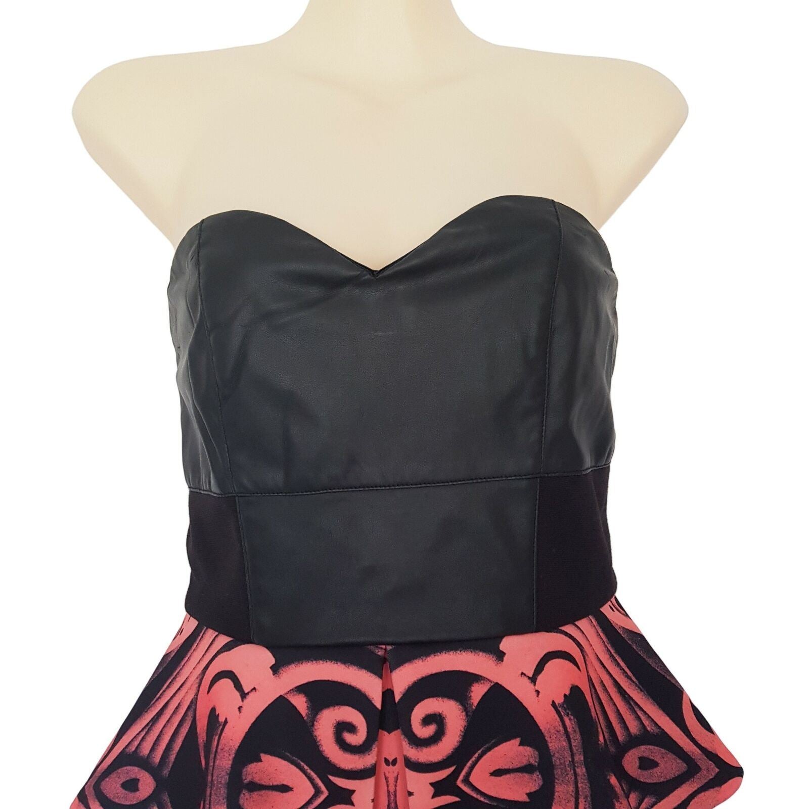LUVALOT Strapless Multi-Coloured Sweetheart Bodycon Womens Peplum Cocktail Dress