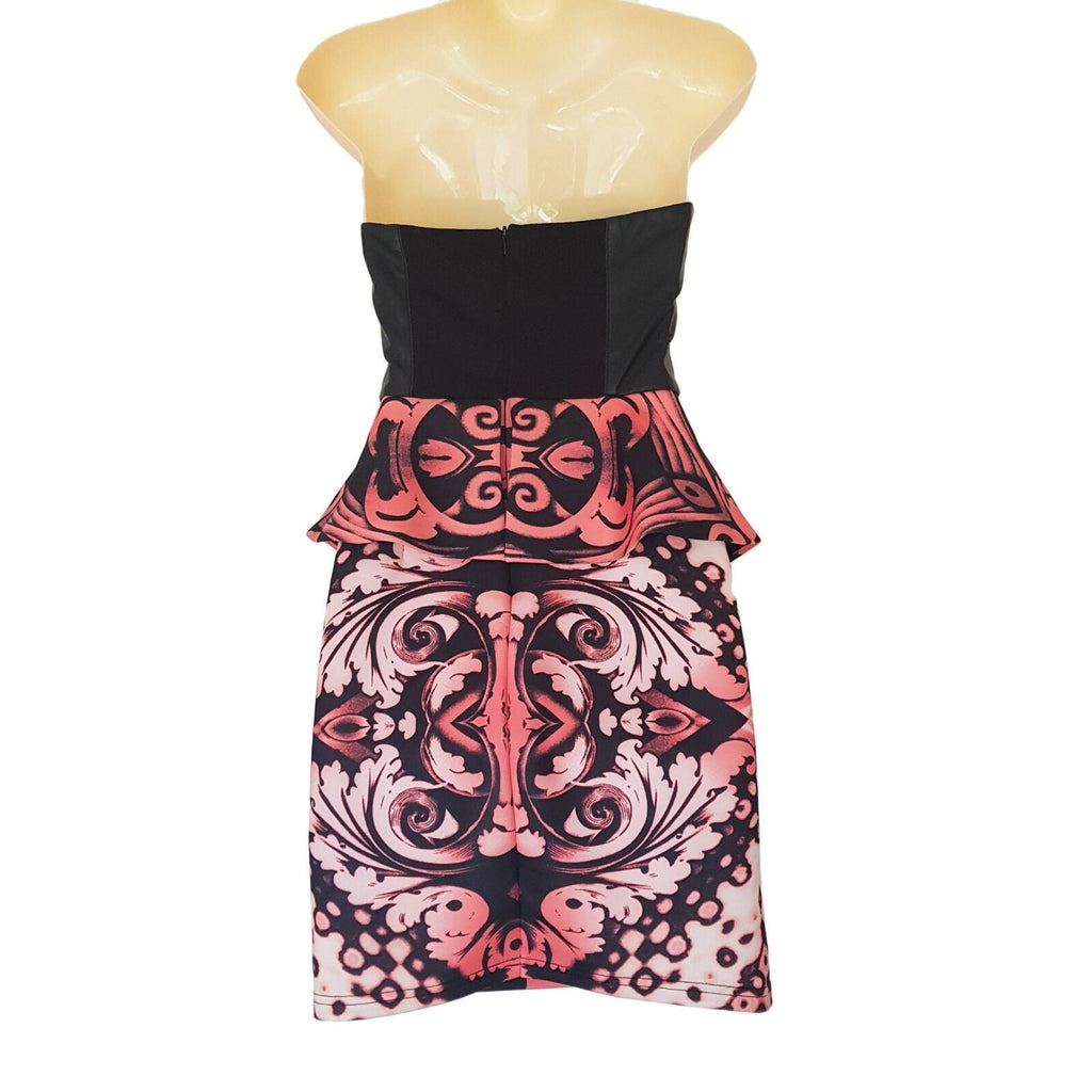 LUVALOT Strapless Multi-Coloured Sweetheart Bodycon Womens Peplum Cocktail Dress