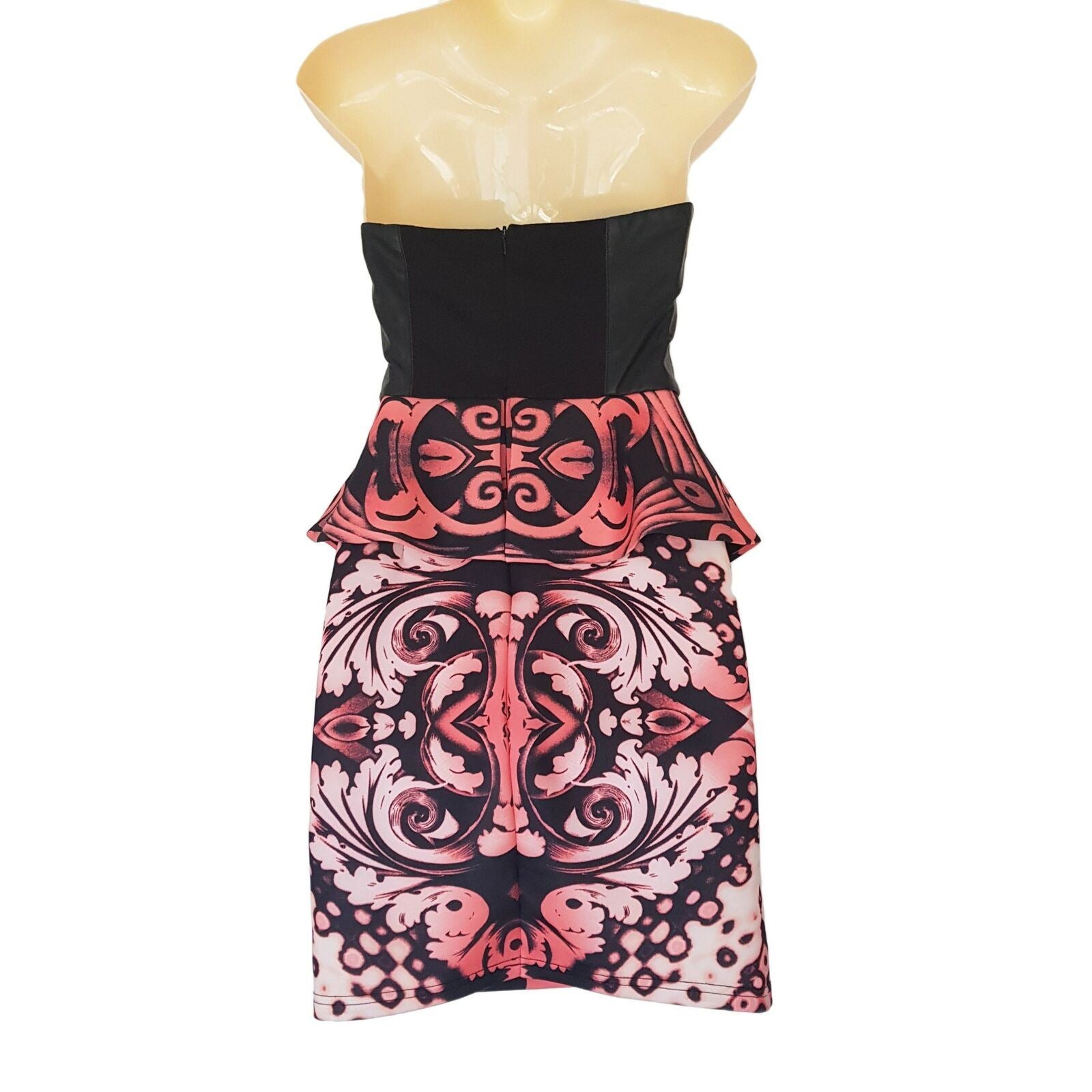LUVALOT Strapless Multi-Coloured Sweetheart Bodycon Womens Peplum Cocktail Dress