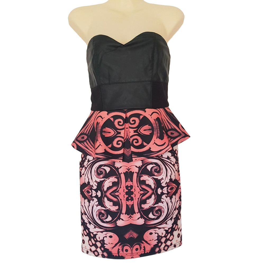LUVALOT Strapless Multi-Coloured Sweetheart Bodycon Womens Peplum Cocktail Dress