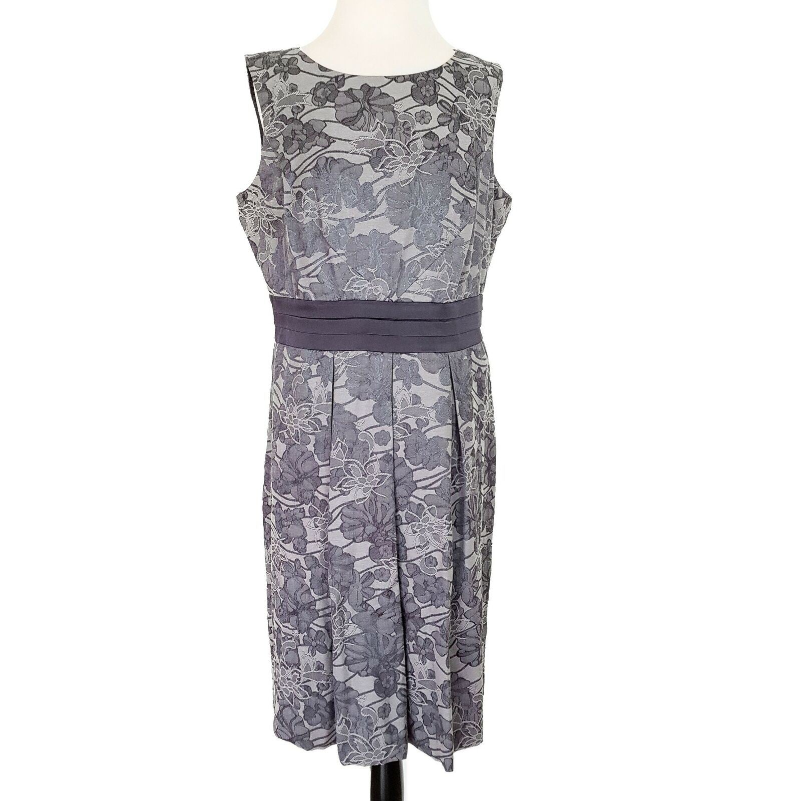 DIANA FERRARI Sleeveless Floral Printed Silky Sash Cocktail Party Dress Size 14