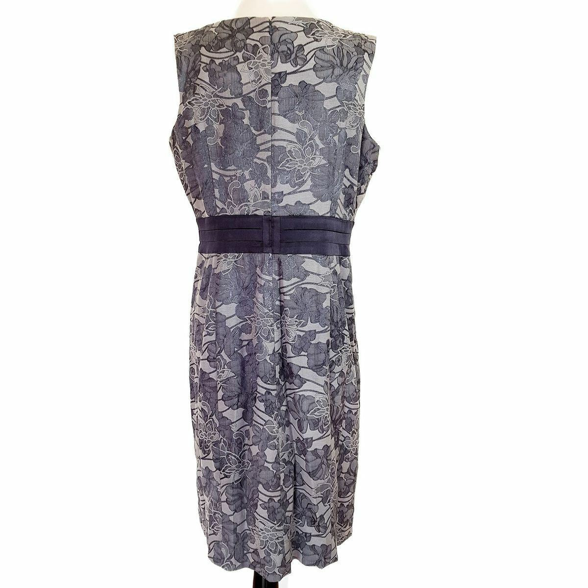 DIANA FERRARI Sleeveless Floral Printed Silky Sash Cocktail Party Dress Size 14