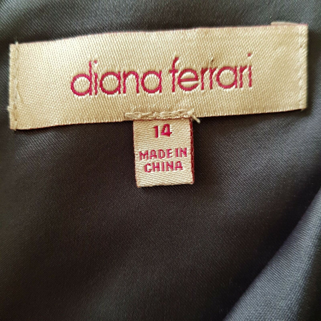 DIANA FERRARI Sleeveless Floral Printed Silky Sash Cocktail Party Dress Size 14