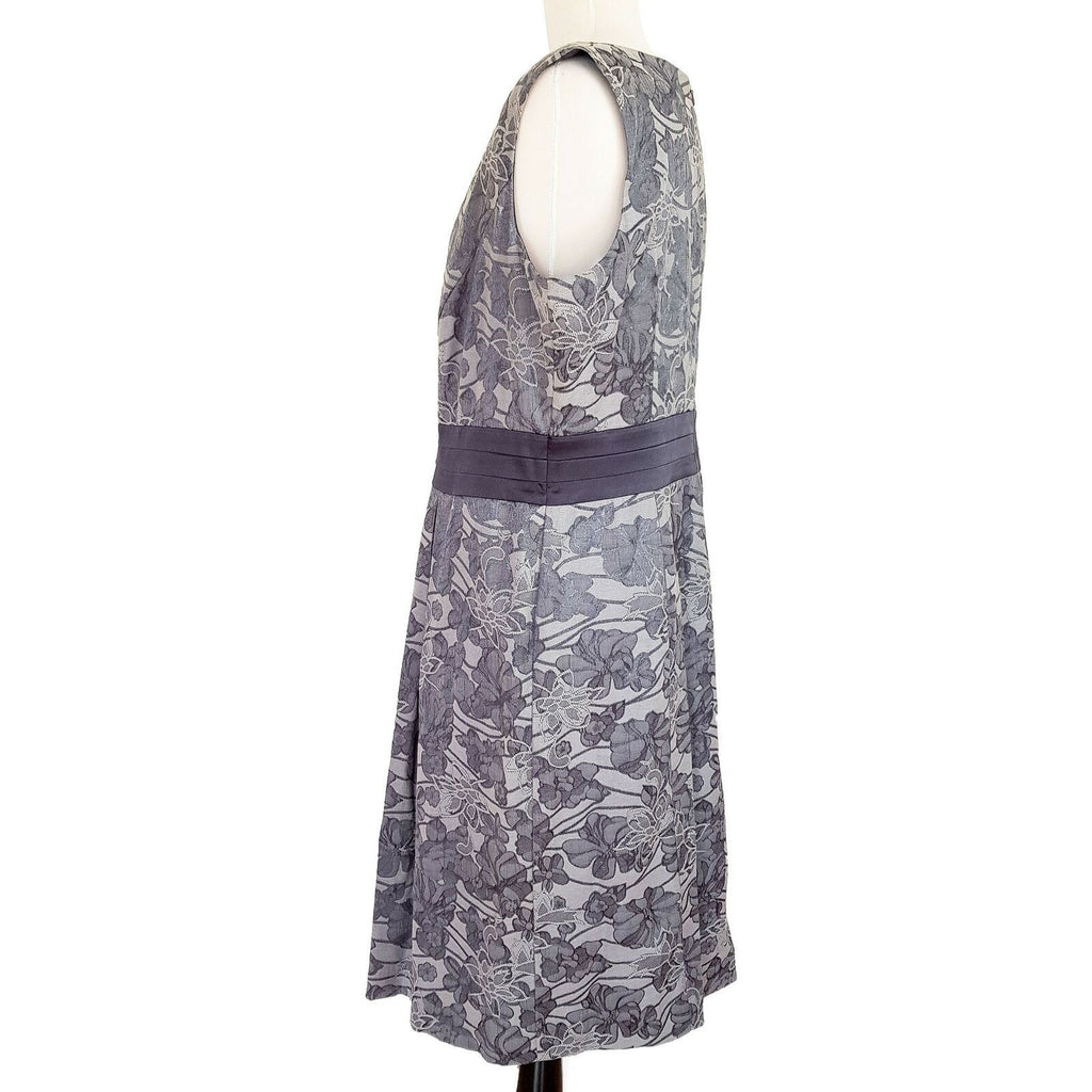 DIANA FERRARI Sleeveless Floral Printed Silky Sash Cocktail Party Dress Size 14