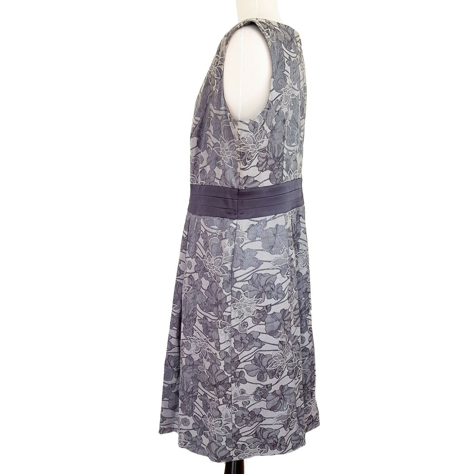 DIANA FERRARI Sleeveless Floral Printed Silky Sash Cocktail Party Dress Size 14