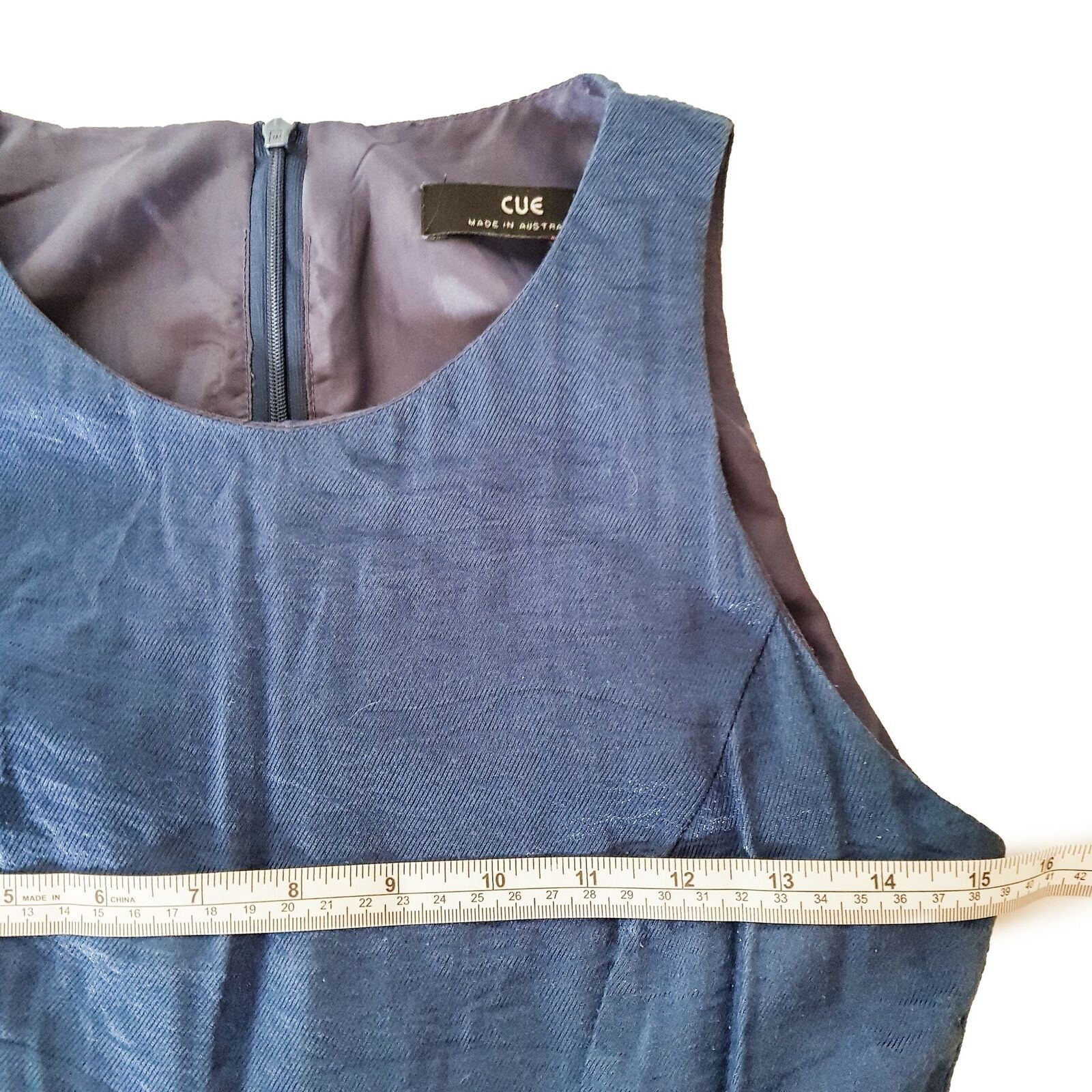 CUE Shiny Metallic Blue Layered Ruffle Dress Party Cocktail Wedding Petite 6 XS
