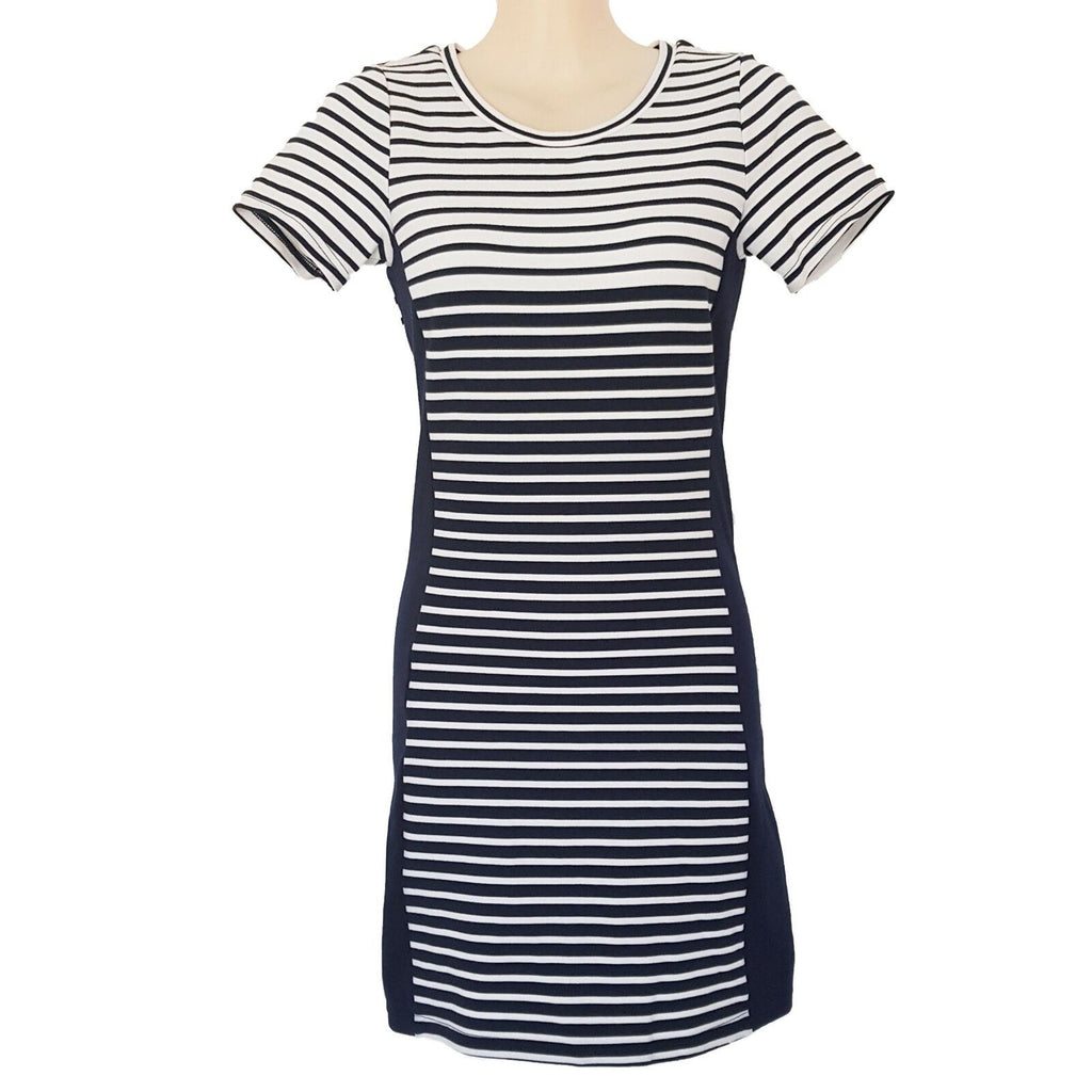 DOTTI Striped T-Shirt Dress Casual Ladies Wear Short Sleeves Knee Length Fitted