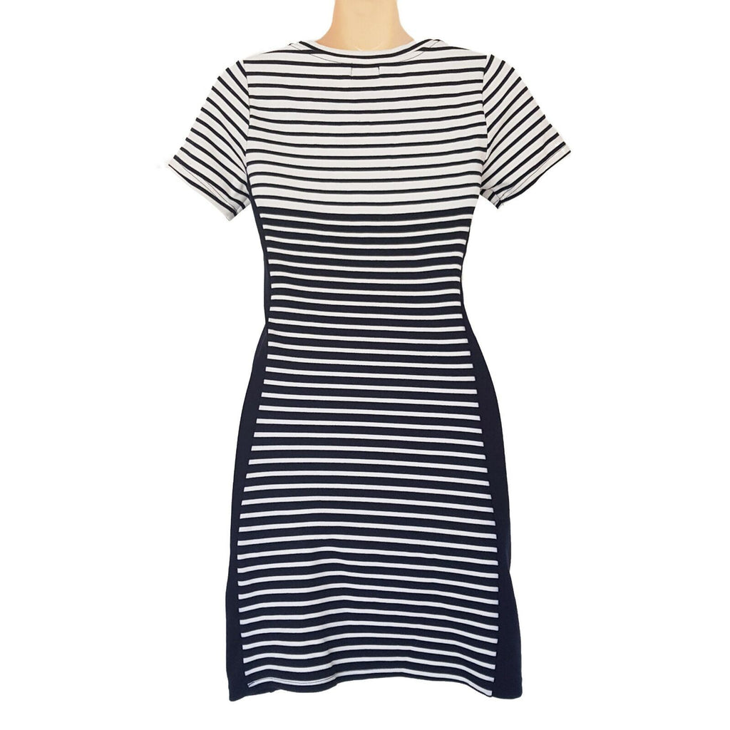 DOTTI Striped T-Shirt Dress Casual Ladies Wear Short Sleeves Knee Length Fitted