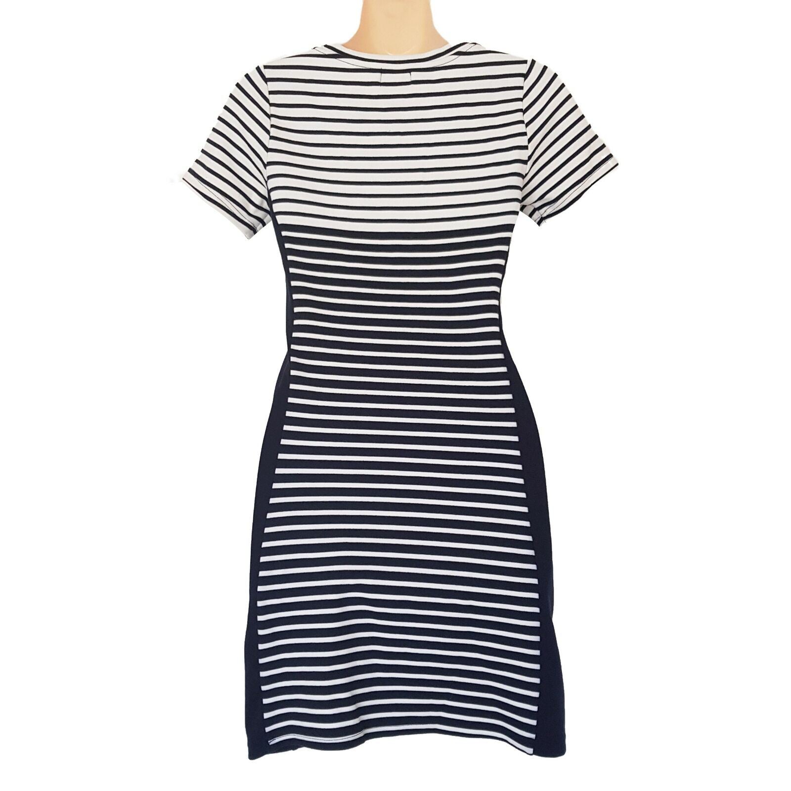 DOTTI Striped T-Shirt Dress Casual Ladies Wear Short Sleeves Knee Length Fitted
