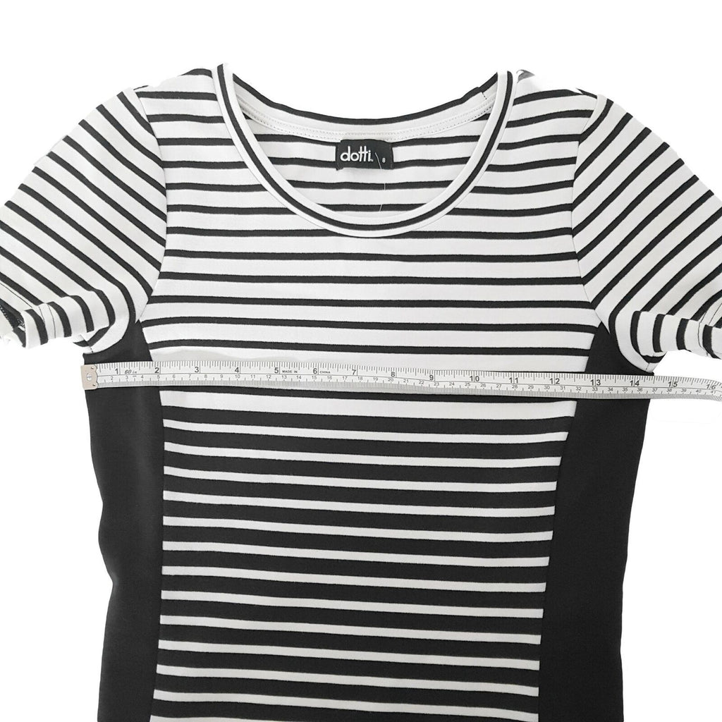 DOTTI Striped T-Shirt Dress Casual Ladies Wear Short Sleeves Knee Length Fitted