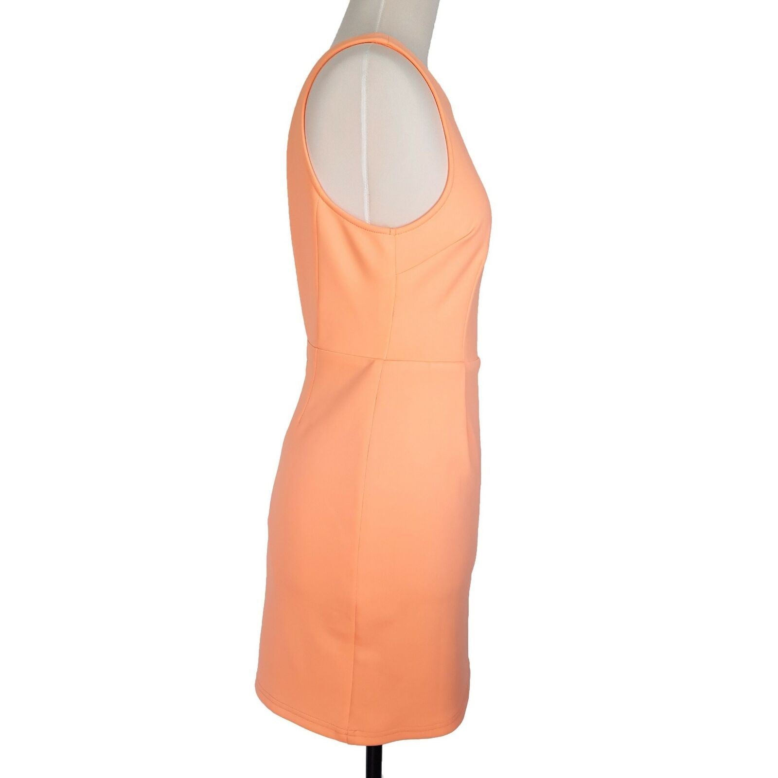 INDIKAH Bright Orange Fluoro Sleeveless Deep Back Cut-Out Bodycon Backless Dress