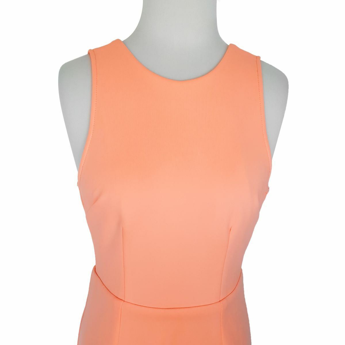 INDIKAH Bright Orange Fluoro Sleeveless Deep Back Cut-Out Bodycon Backless Dress