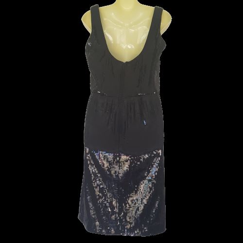 MAGGY LONDON Little Black Dress Shiny Sequinned Women's Silk Midi Cocktail Party
