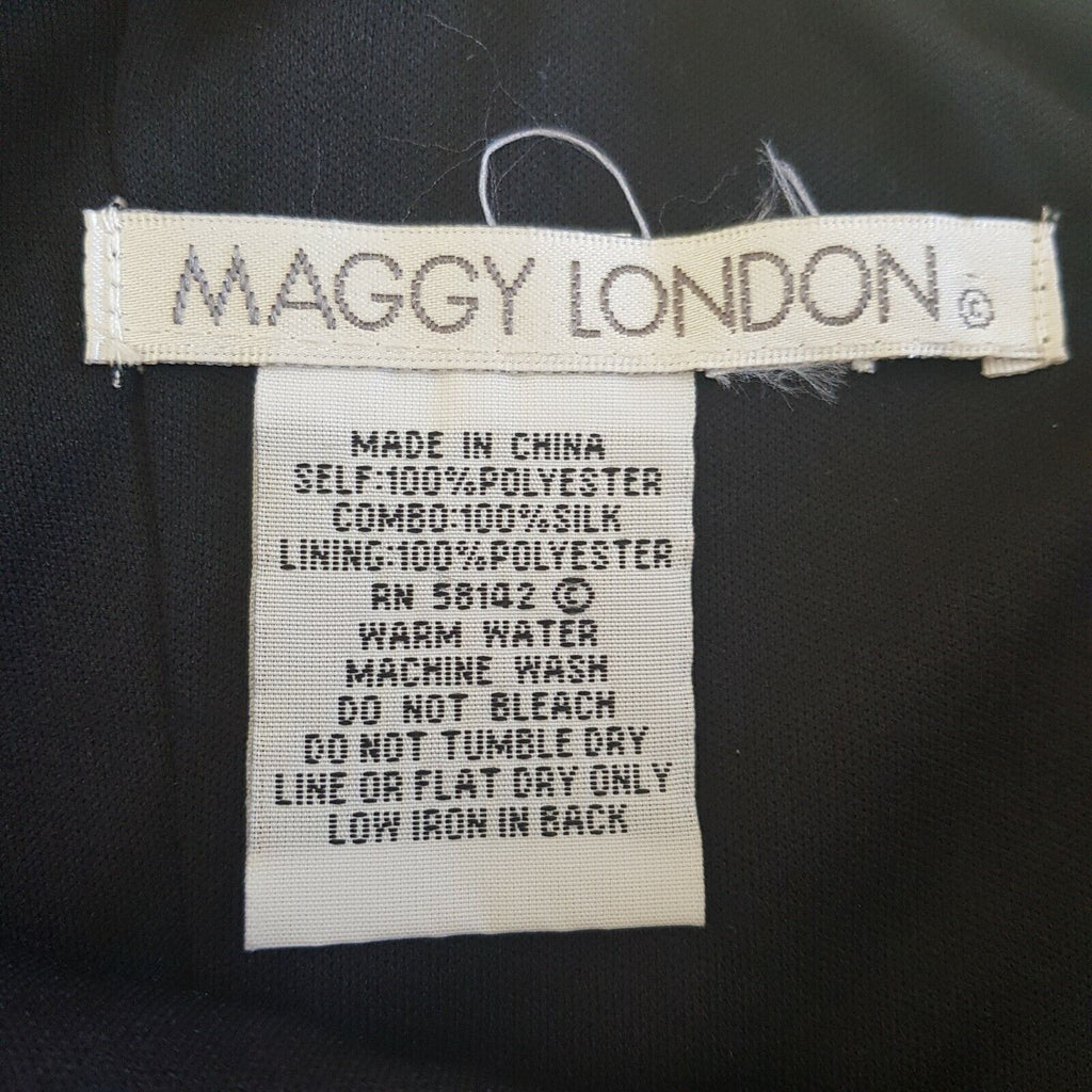 MAGGY LONDON Little Black Dress Shiny Sequinned Women's Silk Midi Cocktail Party