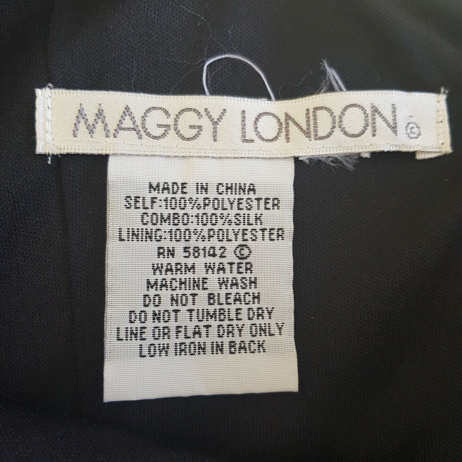 MAGGY LONDON Little Black Dress Shiny Sequinned Women's Silk Midi Cocktail Party