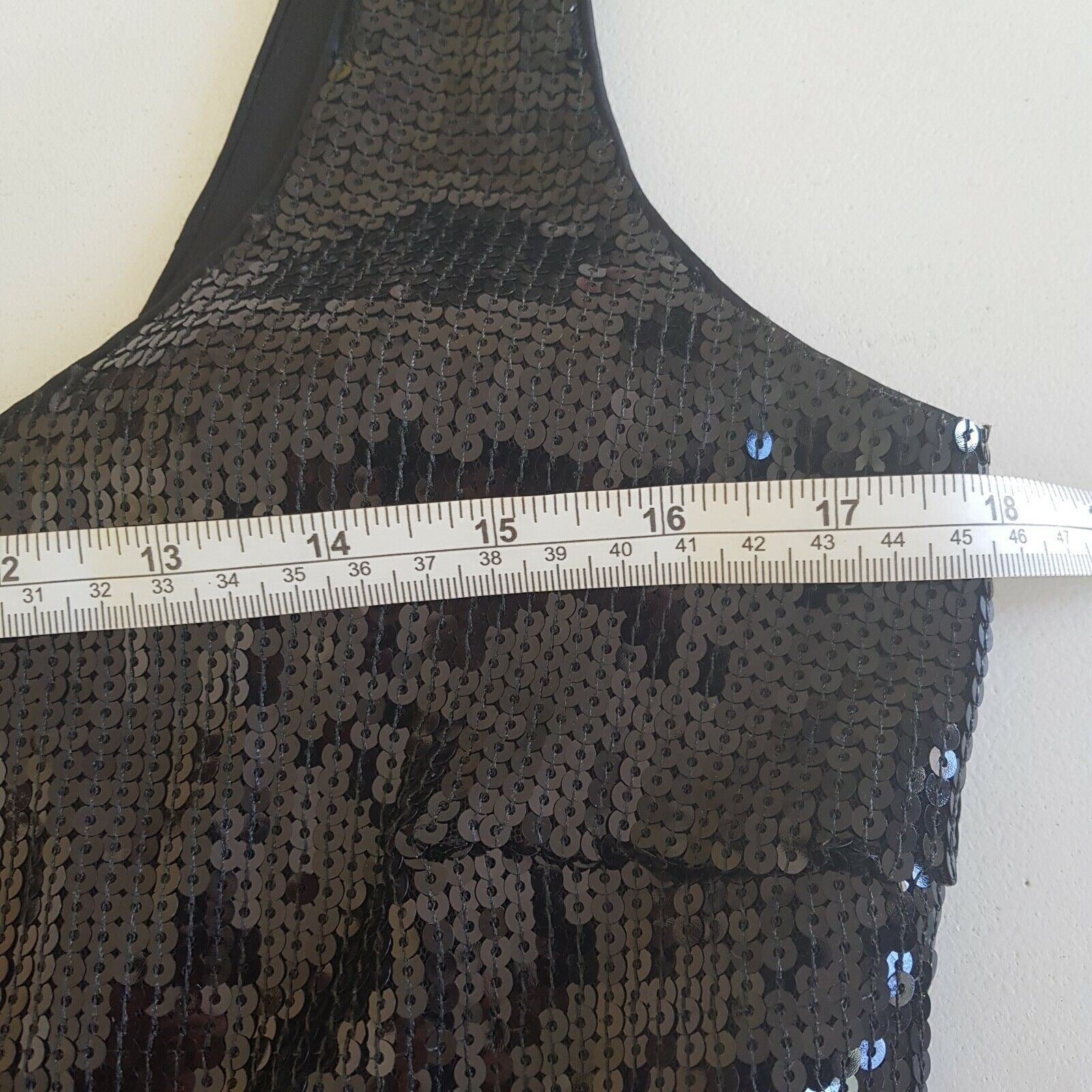 MAGGY LONDON Little Black Dress Shiny Sequinned Women's Silk Midi Cocktail Party