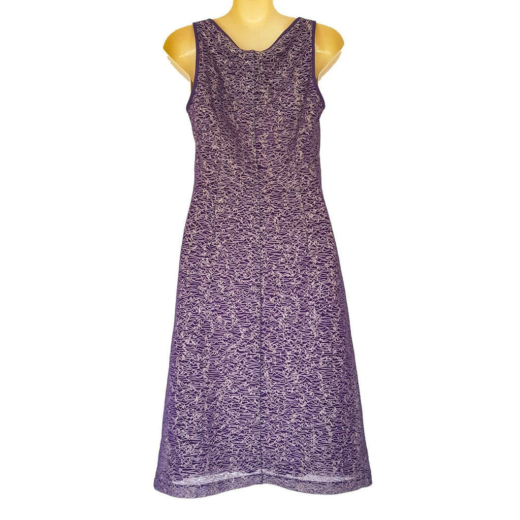 SEDUCE Purple Abstract A-Line Dress Sleeveless Deep V-Neck Casual Cocktail Party