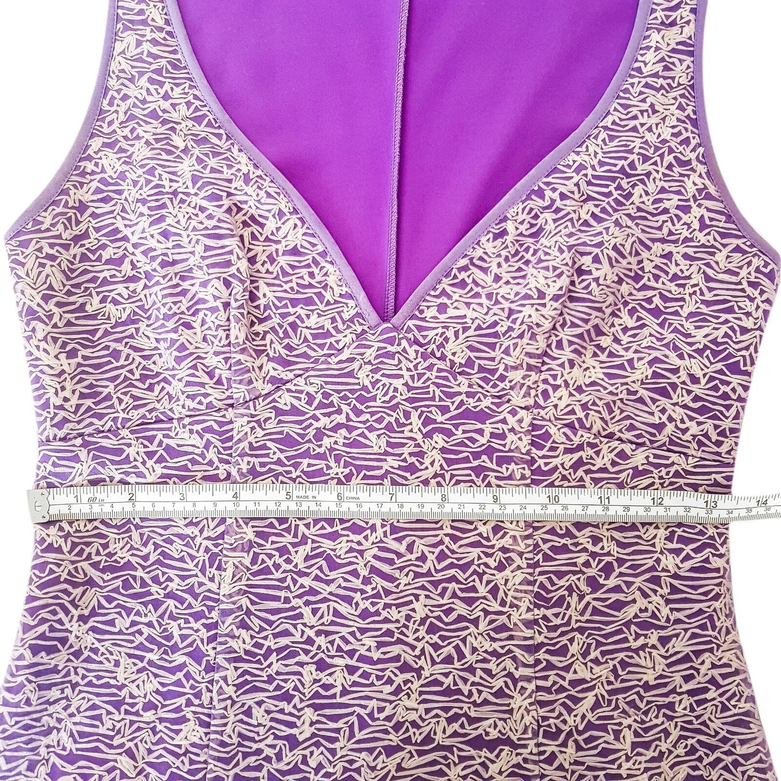 SEDUCE Purple Abstract A-Line Dress Sleeveless Deep V-Neck Casual Cocktail Party